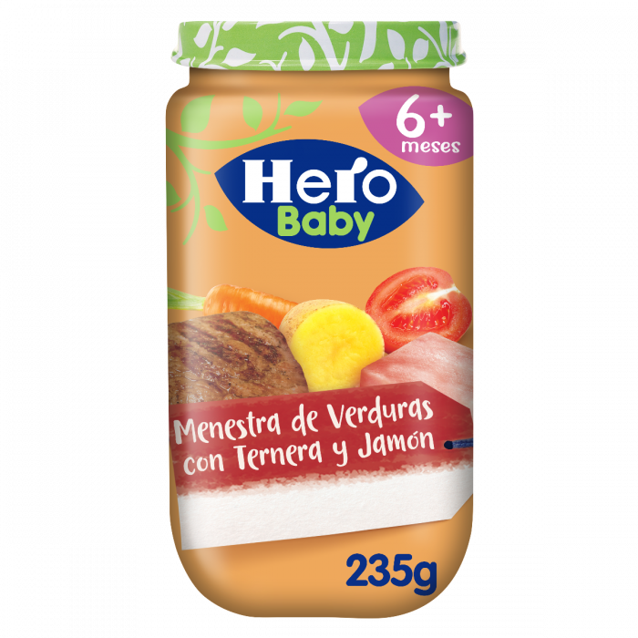 Hero Baby Tarritos Menestra Verduras con Ternera y Jamón 235gr 
