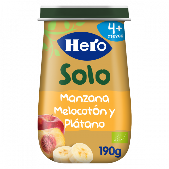 Tarrito Eco Hero Solo manzana, melocotón y plátano