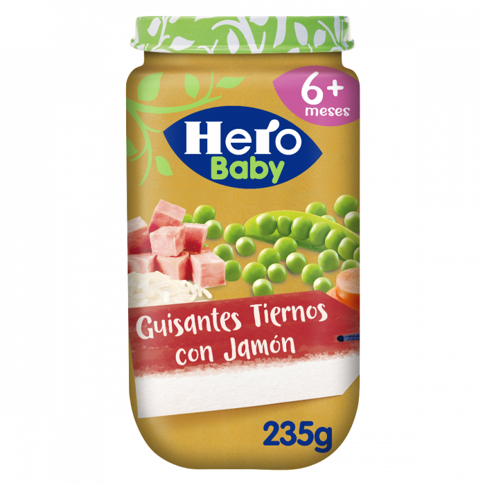Tarrito Hero Baby guisantes tiernos con jamón