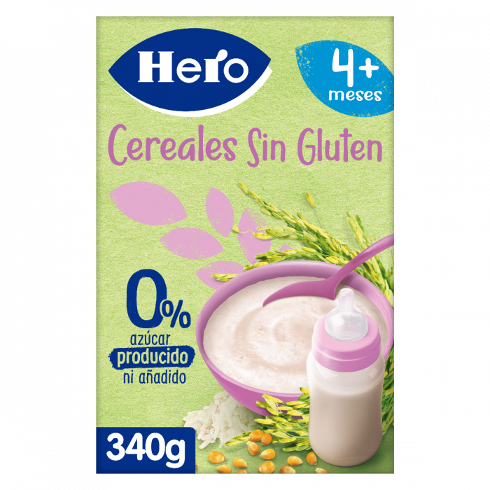 Hero Baby Papillas de Cereales, sin Gluten, desde los 4 Meses